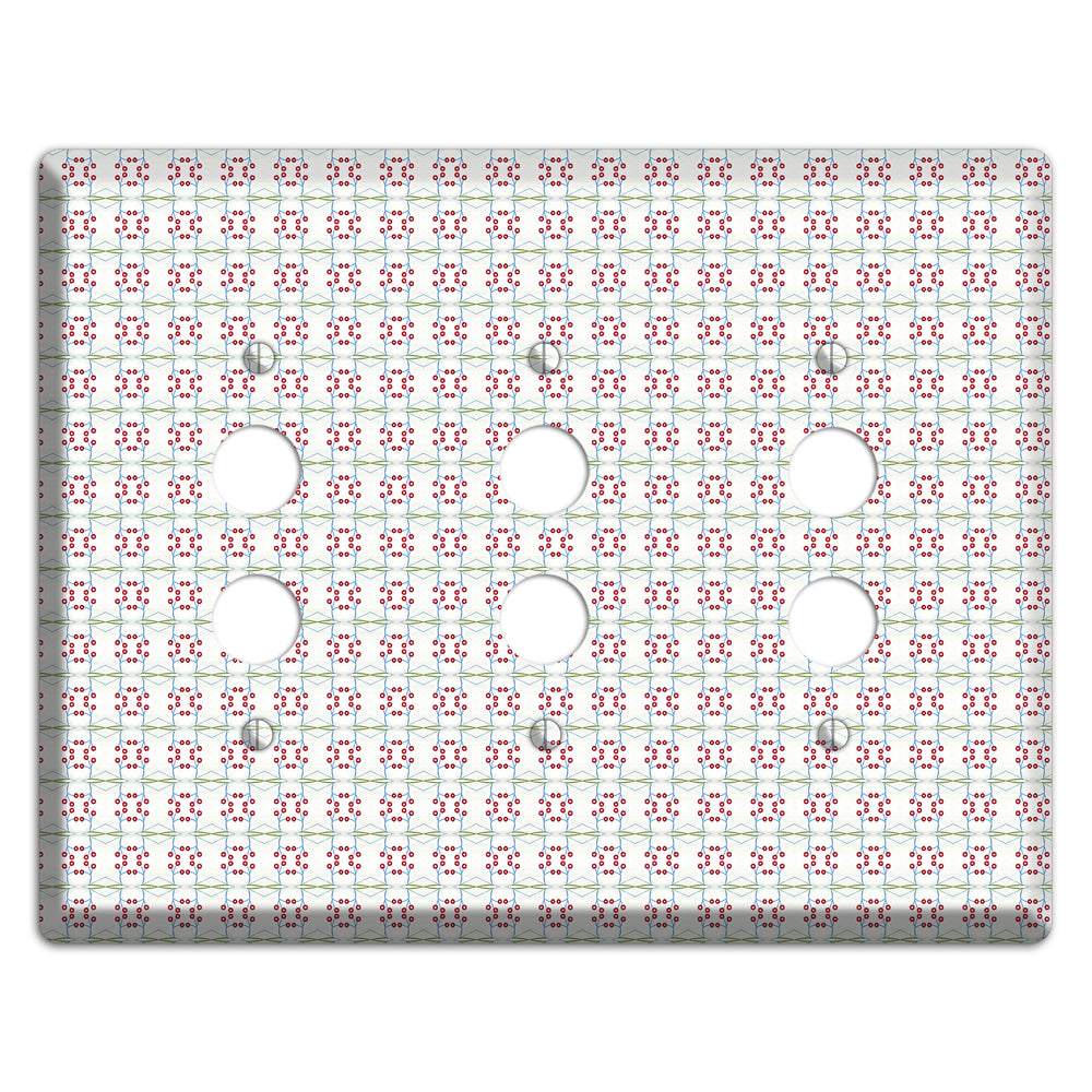 White with Red and Green Tapestry 3 Pushbutton Wallplate