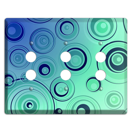 Blue and Green Circles 3 Pushbutton Wallplate