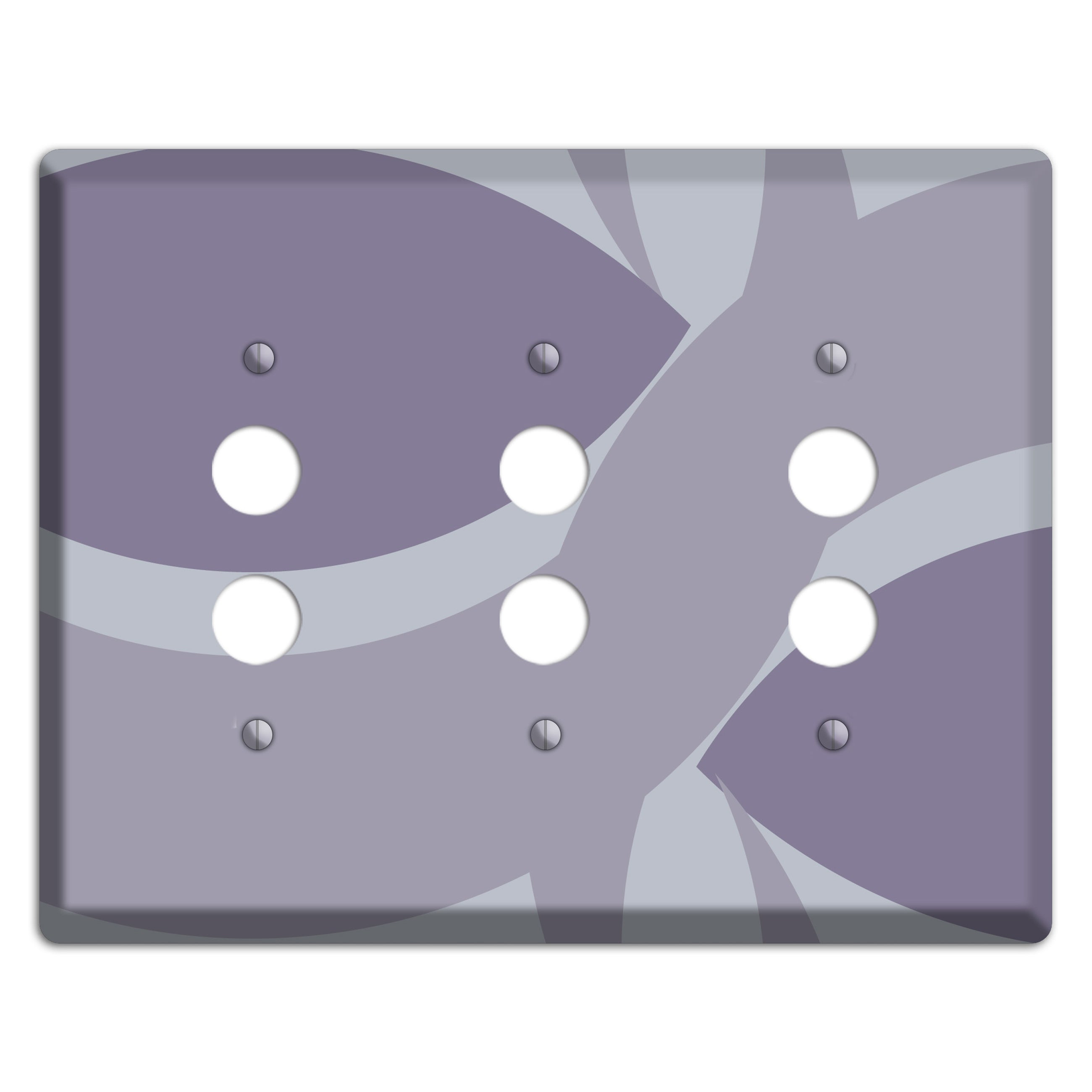 Grey and Lavender Abstract 3 Pushbutton Wallplate