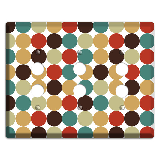 Brown Jade Beige Maroon Tiled Dots 3 Pushbutton Wallplate