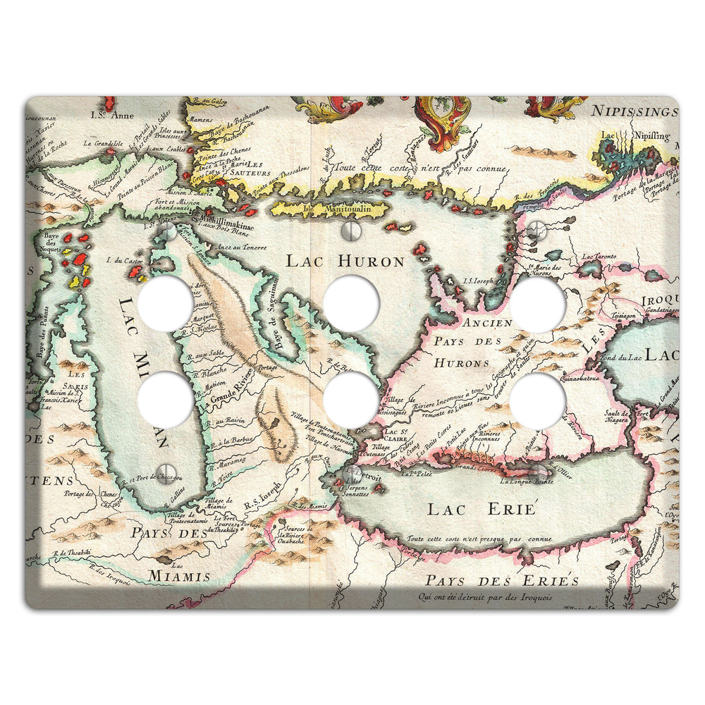 Lake Michigan 3 Pushbutton Wallplate