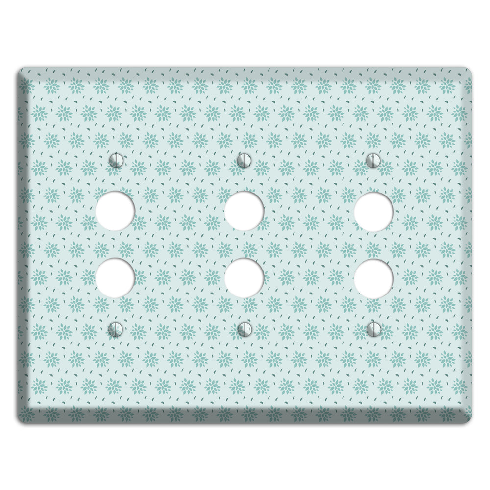 Soft Blue Calico 3 Pushbutton Wallplate
