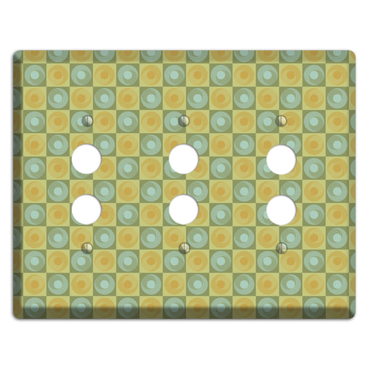 Green and Yellow Squares 3 Pushbutton Wallplate
