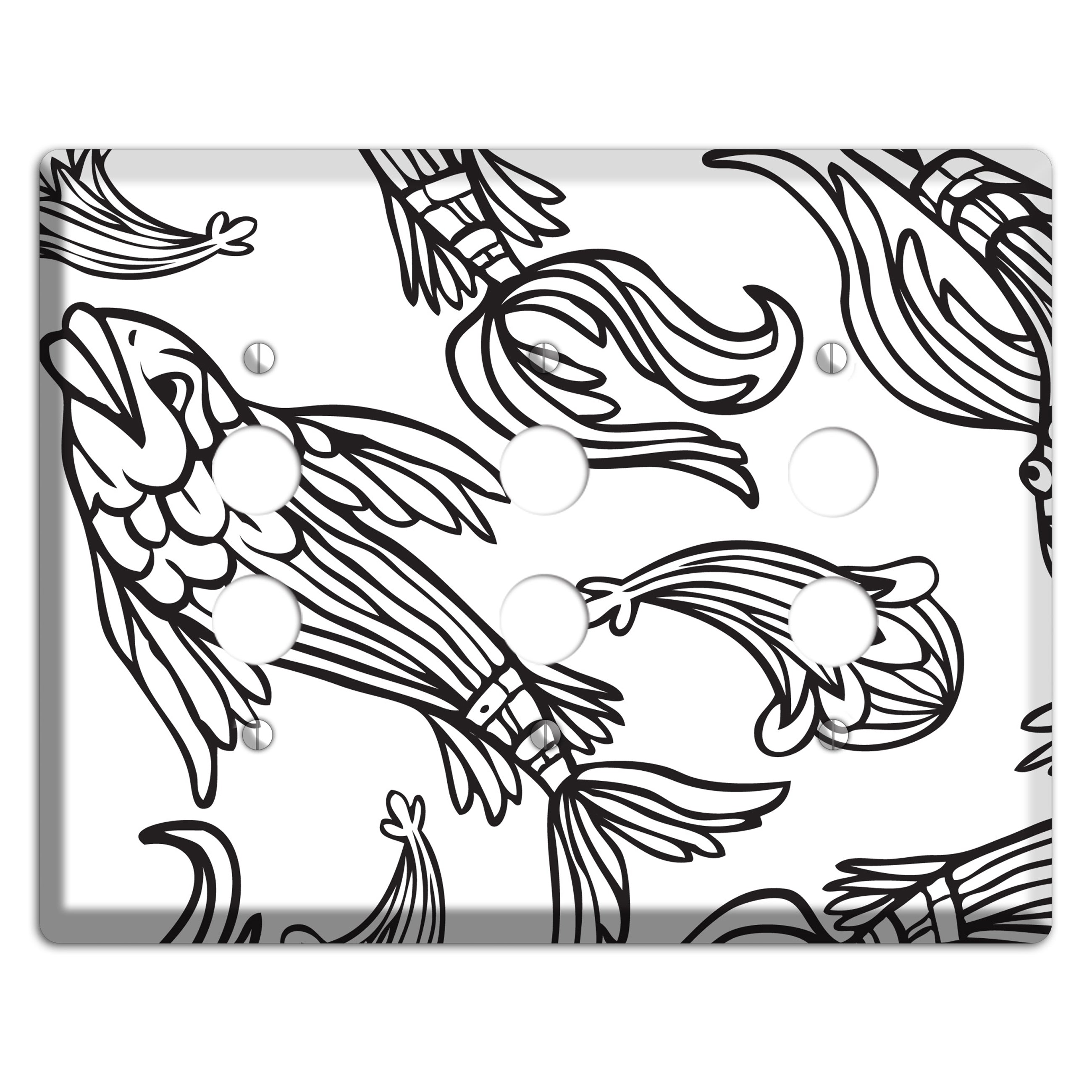 White and Black Koi 3 Pushbutton Wallplate