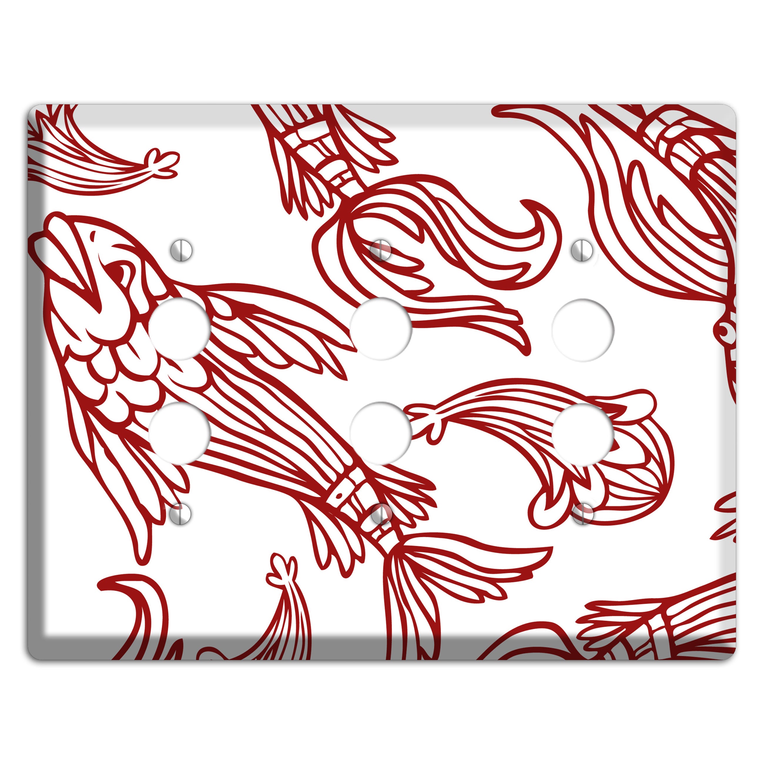 Red and White Koi 3 Pushbutton Wallplate
