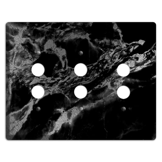 Black and Silver Marble 3 Pushbutton Wallplate