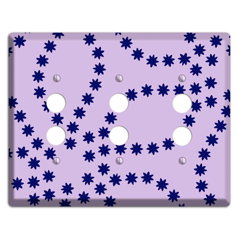 Lavender with Purple Constellation 3 Pushbutton Wallplate