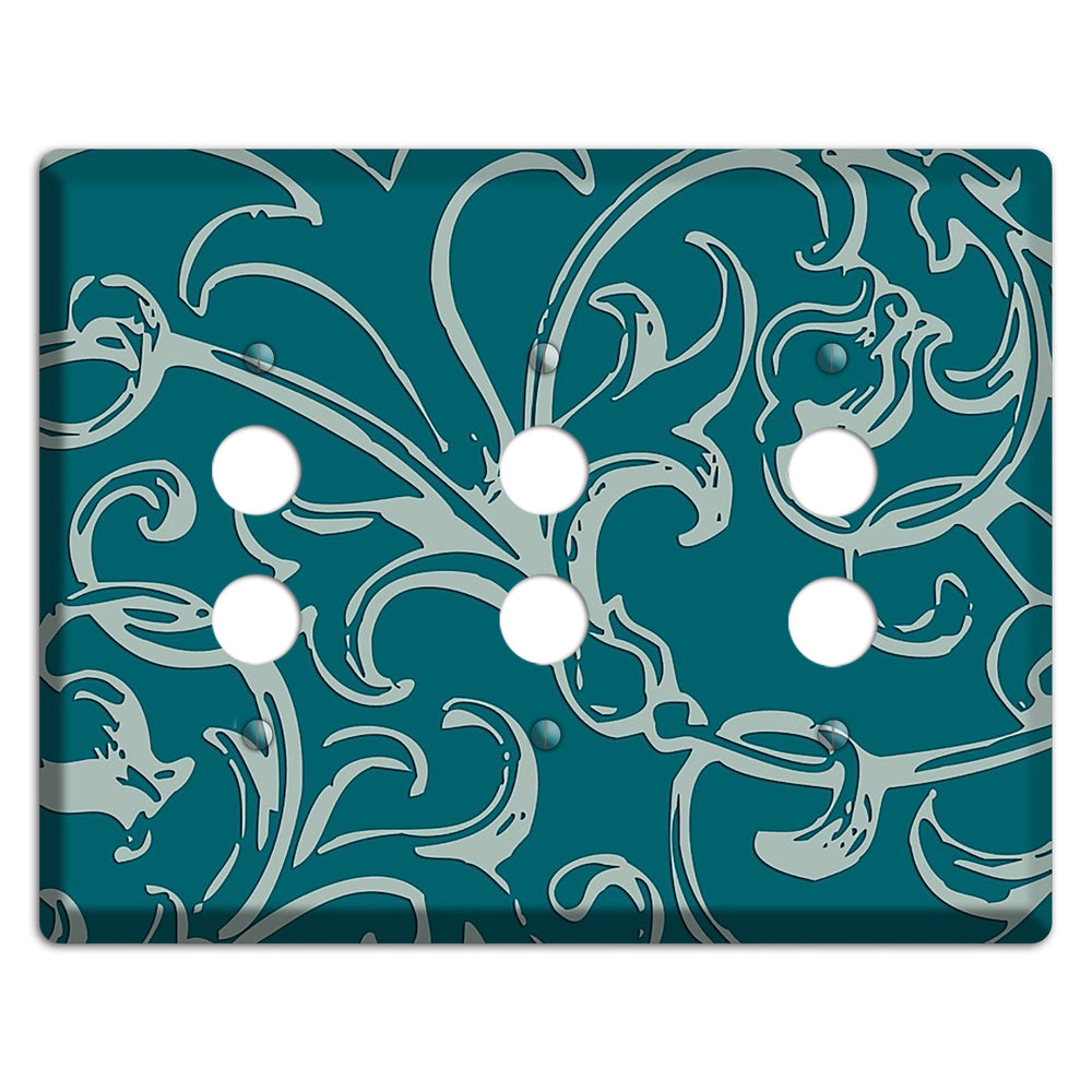 Victorian Teal 3 Pushbutton Wallplate