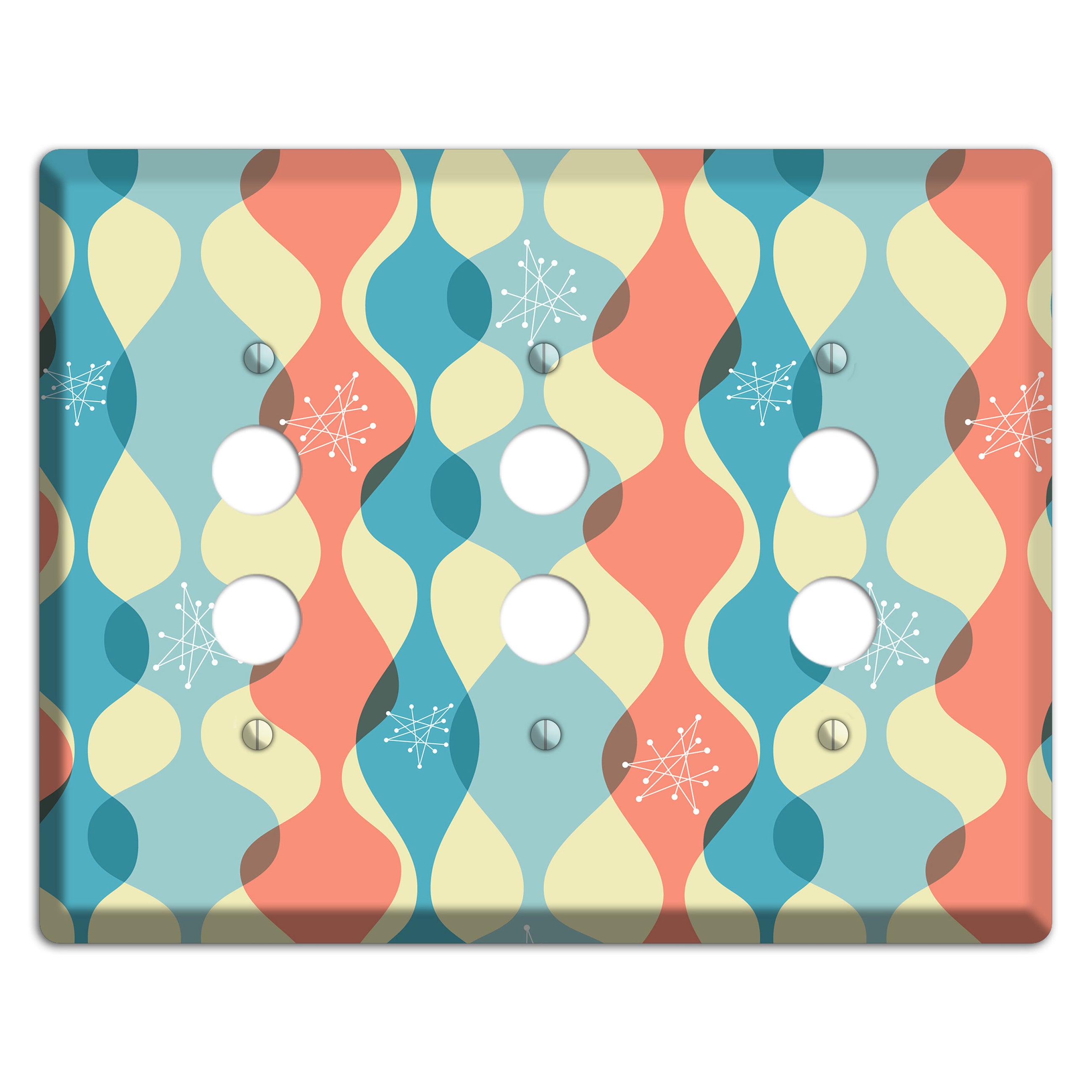 Mid Century Curves 3 Pushbutton Wallplate