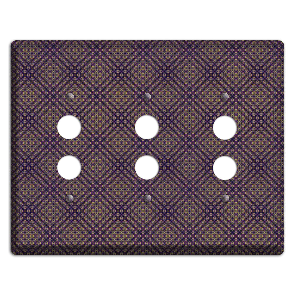 Brown and Purple Tiny Arabesque 3 Pushbutton Wallplate