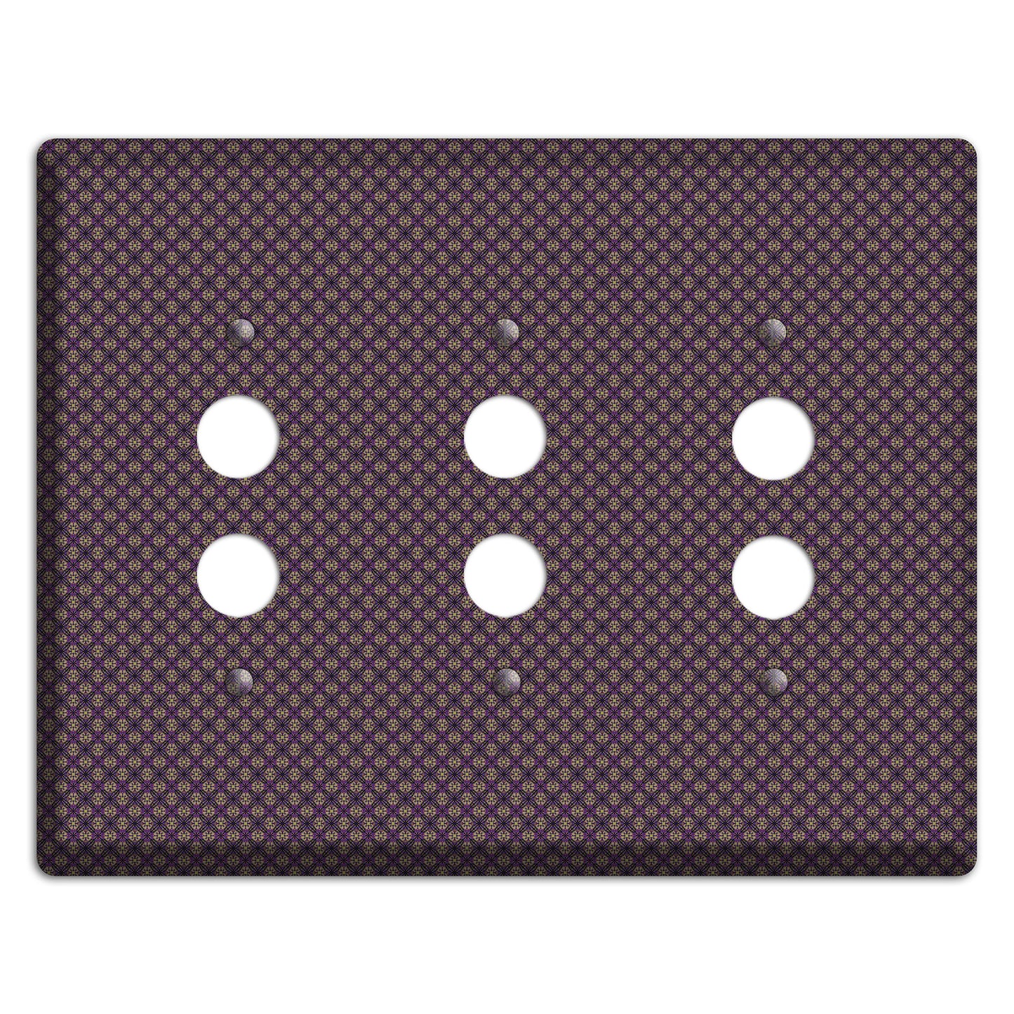 Brown and Purple Tiny Arabesque 3 Pushbutton Wallplate