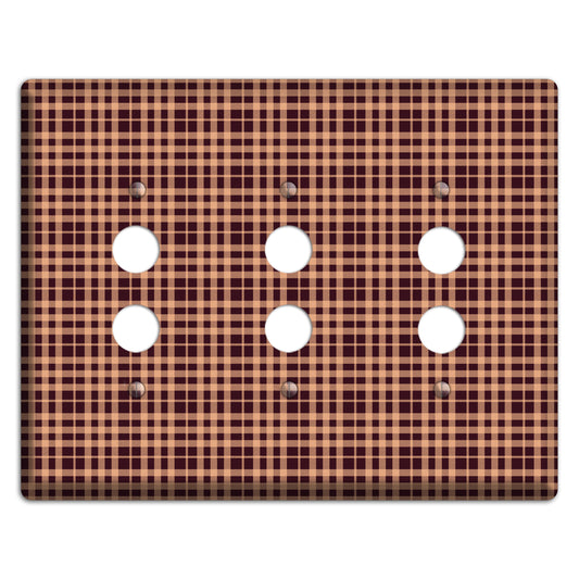 Beige and Black Plaid 3 Pushbutton Wallplate
