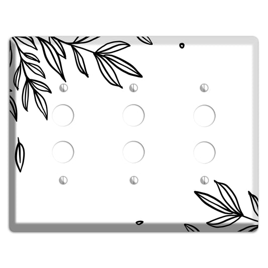 Hand-Drawn Floral 3 3 Pushbutton Wallplate
