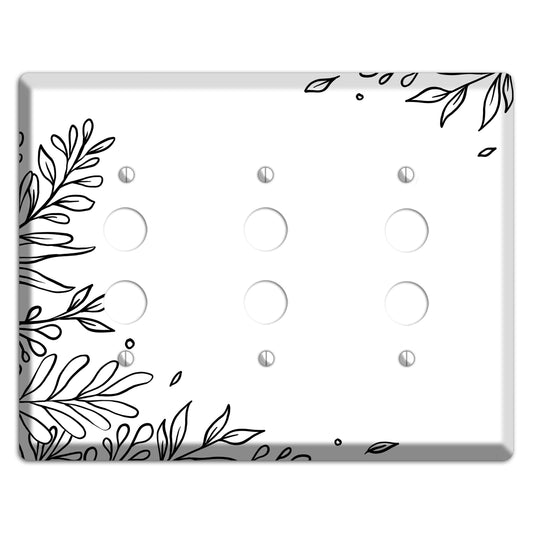 Hand-Drawn Floral 8 3 Pushbutton Wallplate