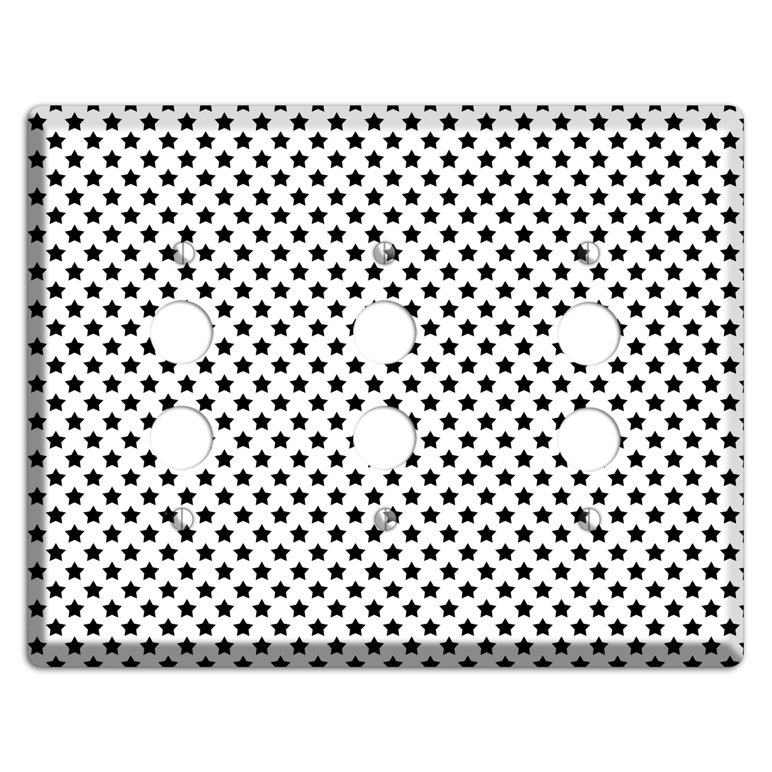 White with Black Stars 3 Pushbutton Wallplate
