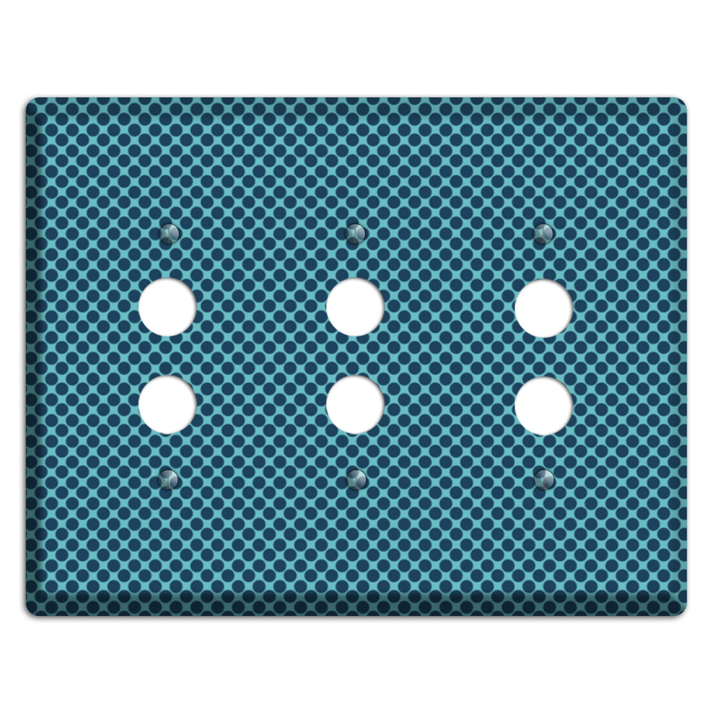 Turquoise with Blue Packed Polka Dots 3 Pushbutton Wallplate