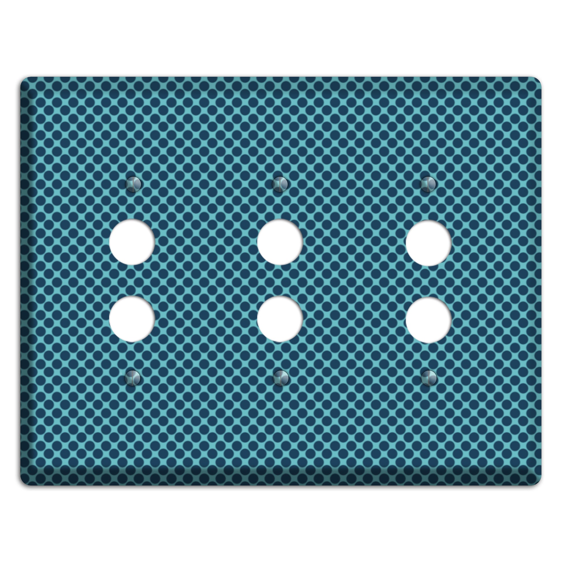 Turquoise with Blue Packed Polka Dots 3 Pushbutton Wallplate