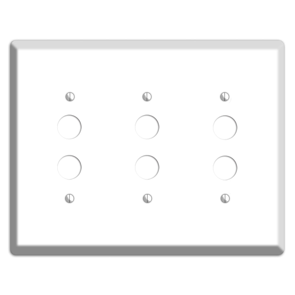 White Metal 3 Pushbutton Wallplate