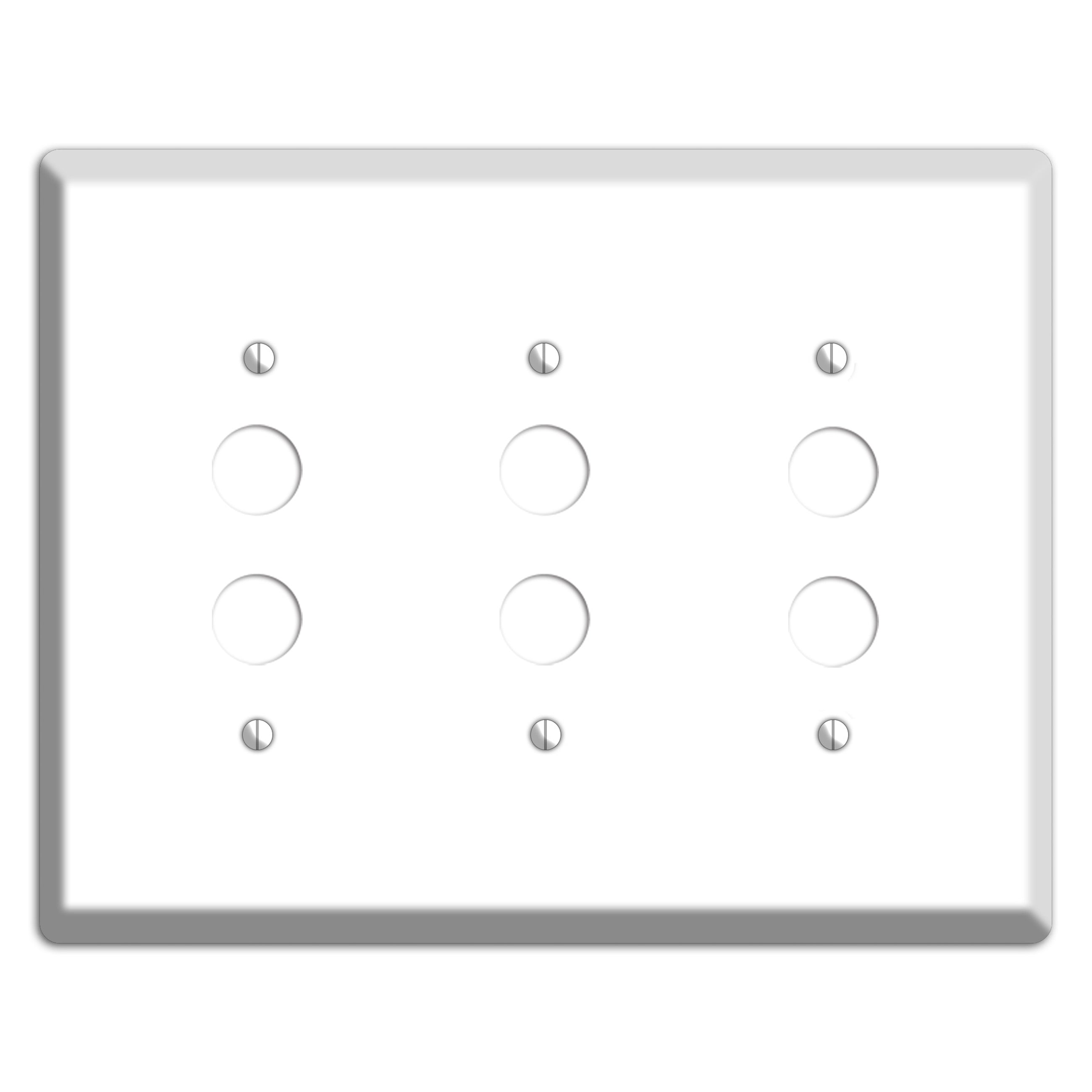 White Metal 3 Pushbutton Wallplate