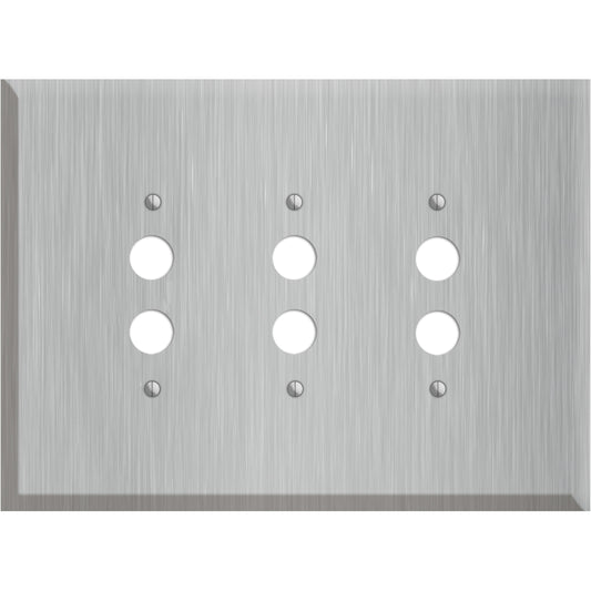 Oversized Discontinued Stainless Steel 3 Pushbutton Wallplate