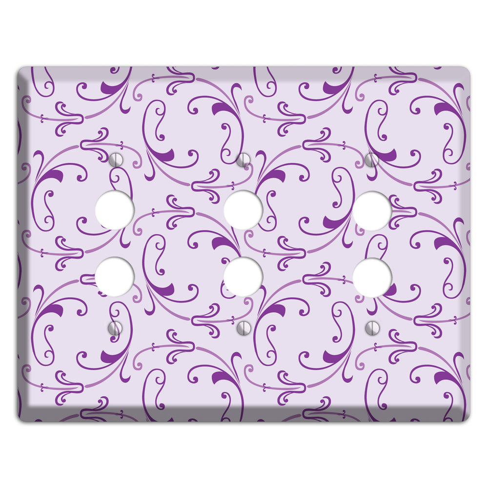 Lilac Victorian Sprig 3 Pushbutton Wallplate