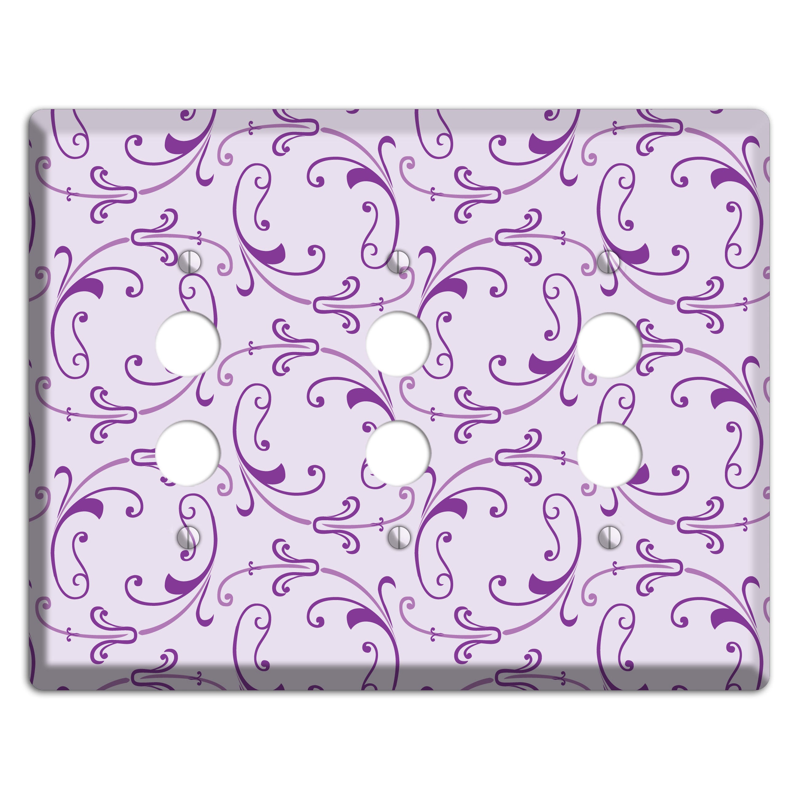 Lilac Victorian Sprig 3 Pushbutton Wallplate