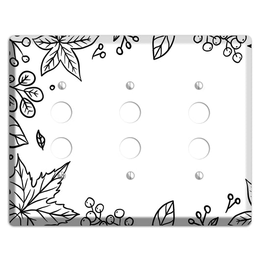 Hand-Drawn Floral 25 3 Pushbutton Wallplate