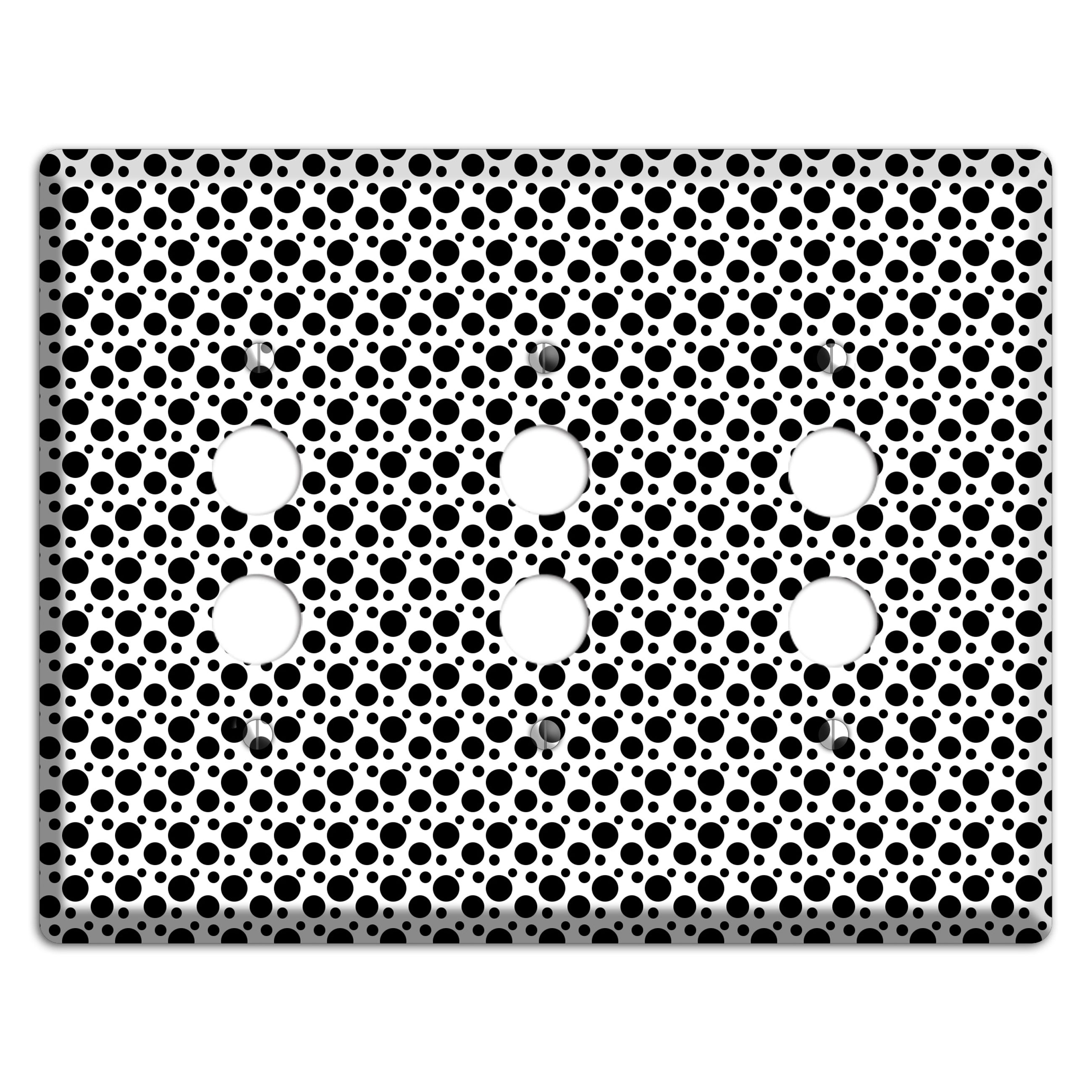 White with Black Small and Tiny Polka Dots 3 Pushbutton Wallplate