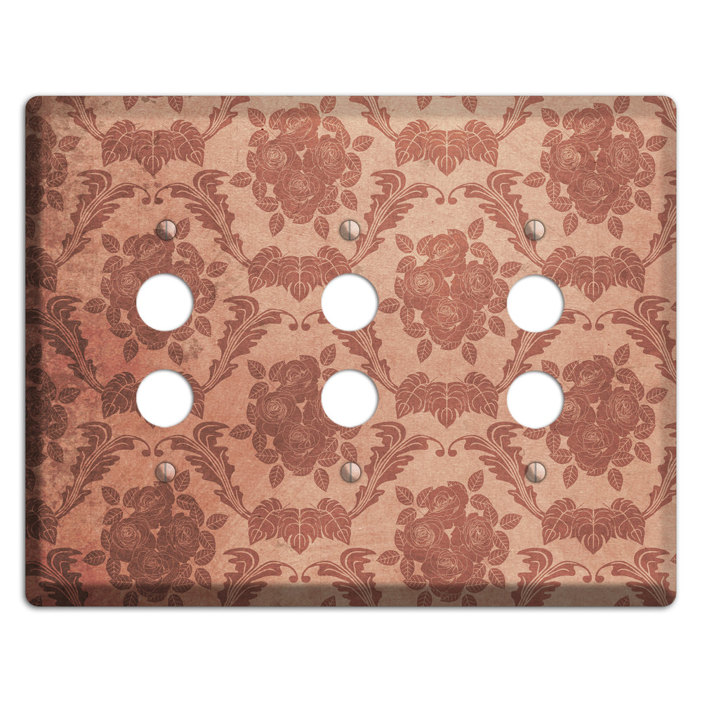 Old Rose Vintage Rose Damask 3 Pushbutton Wallplate