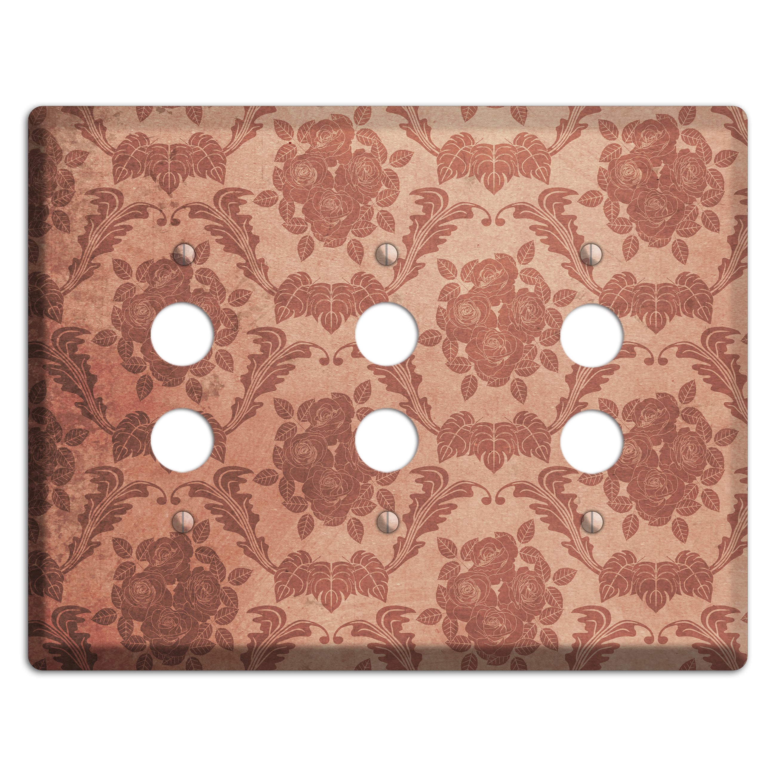 Old Rose Vintage Rose Damask 3 Pushbutton Wallplate