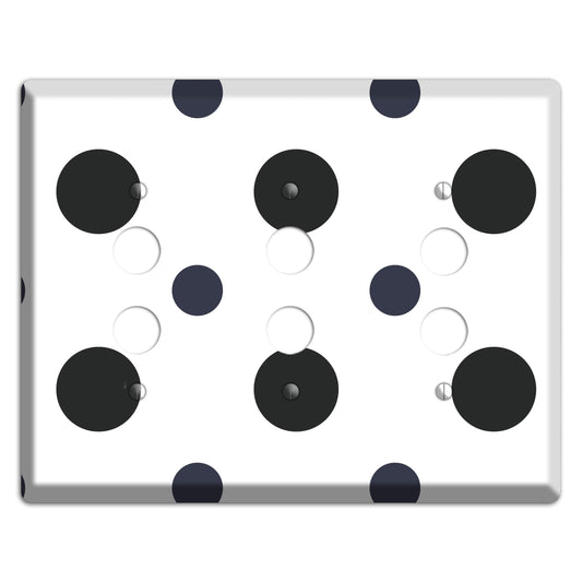 Black Multi Medium Polka Dots 3 Pushbutton Wallplate