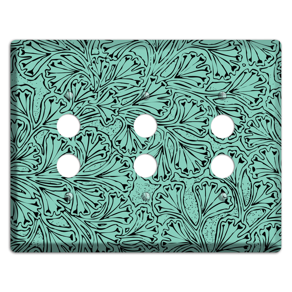 Deco Olive Interlocking Floral 3 Pushbutton Wallplate