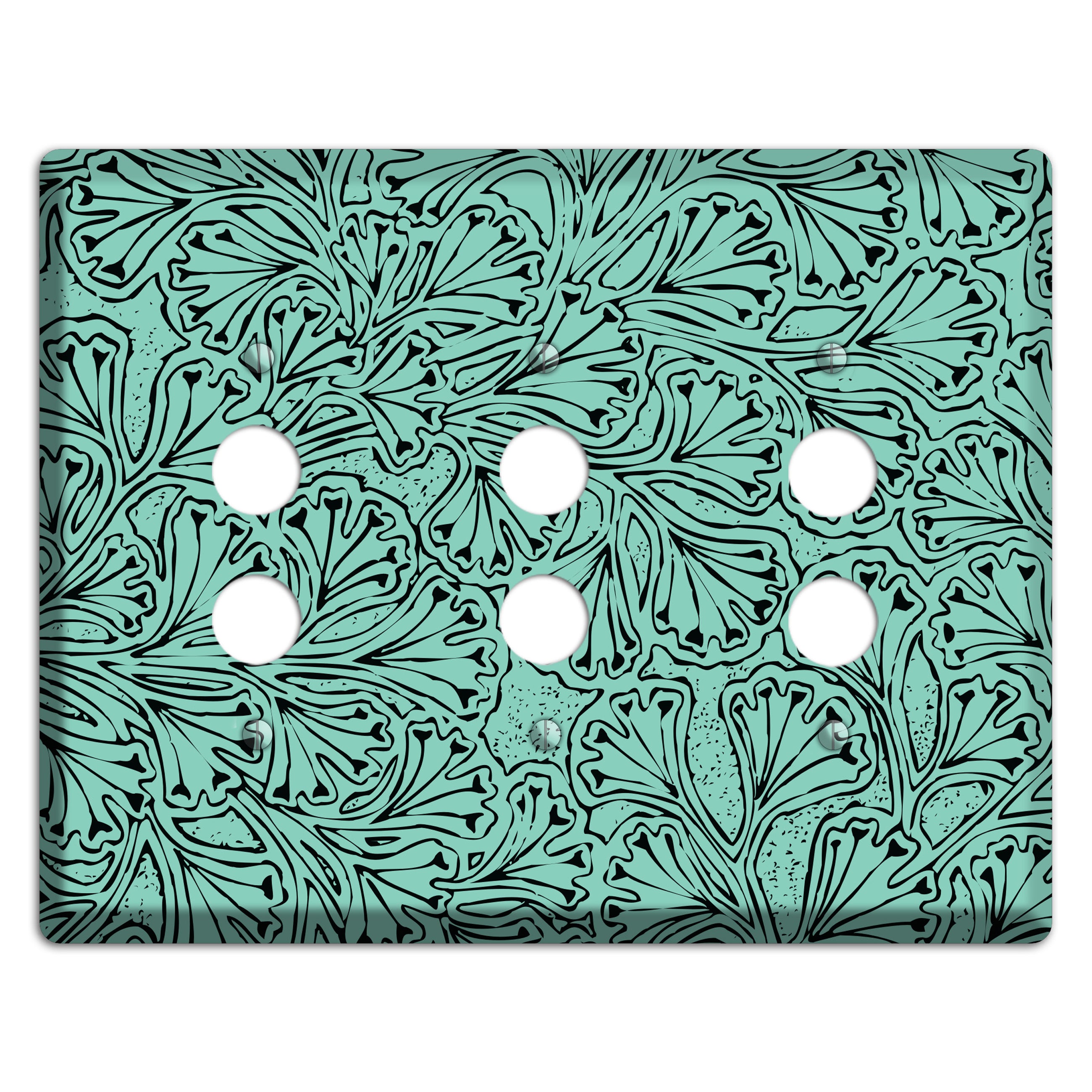 Deco Olive Interlocking Floral 3 Pushbutton Wallplate