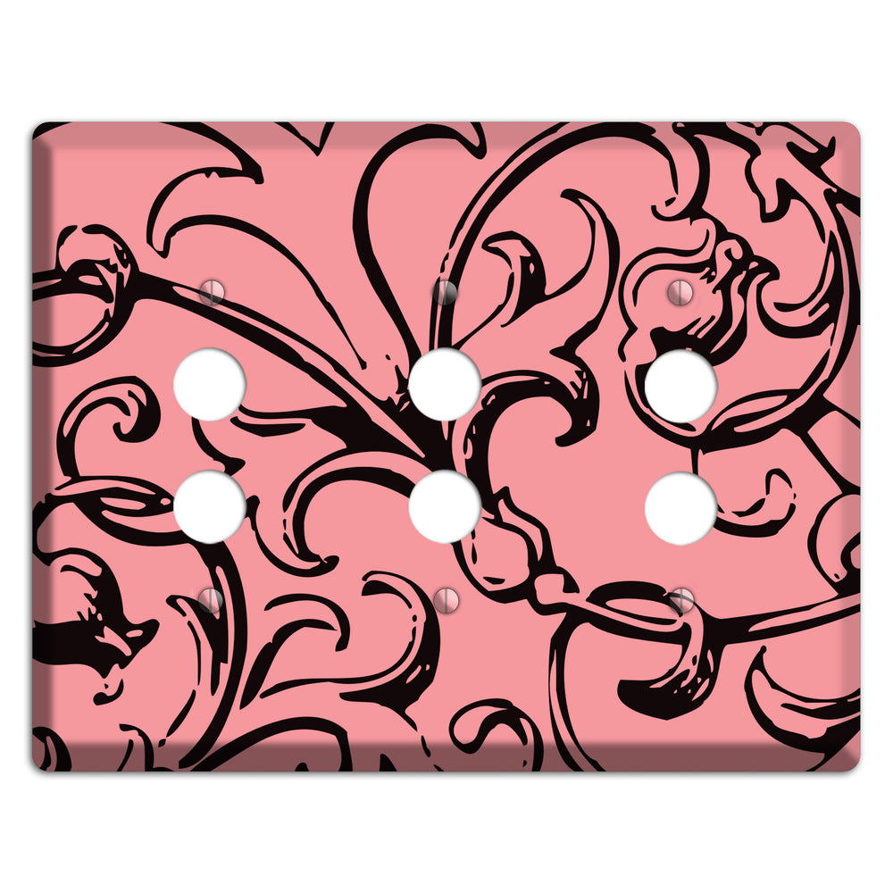 Victorian Salmon 3 Pushbutton Wallplate