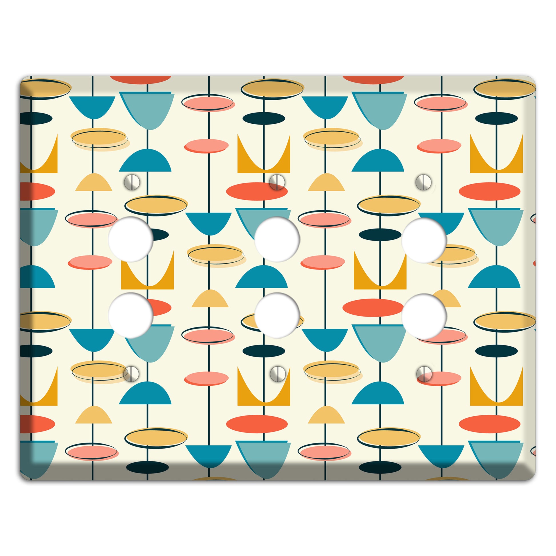 Retro Shapes 3 Pushbutton Wallplate