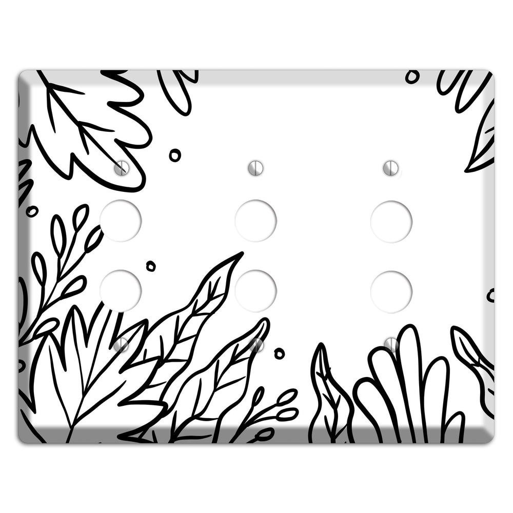 Hand-Drawn Floral 12 3 Pushbutton Wallplate