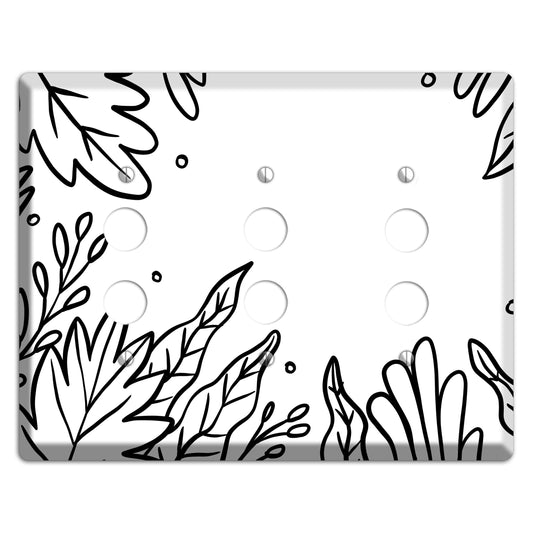 Hand-Drawn Floral 12 3 Pushbutton Wallplate