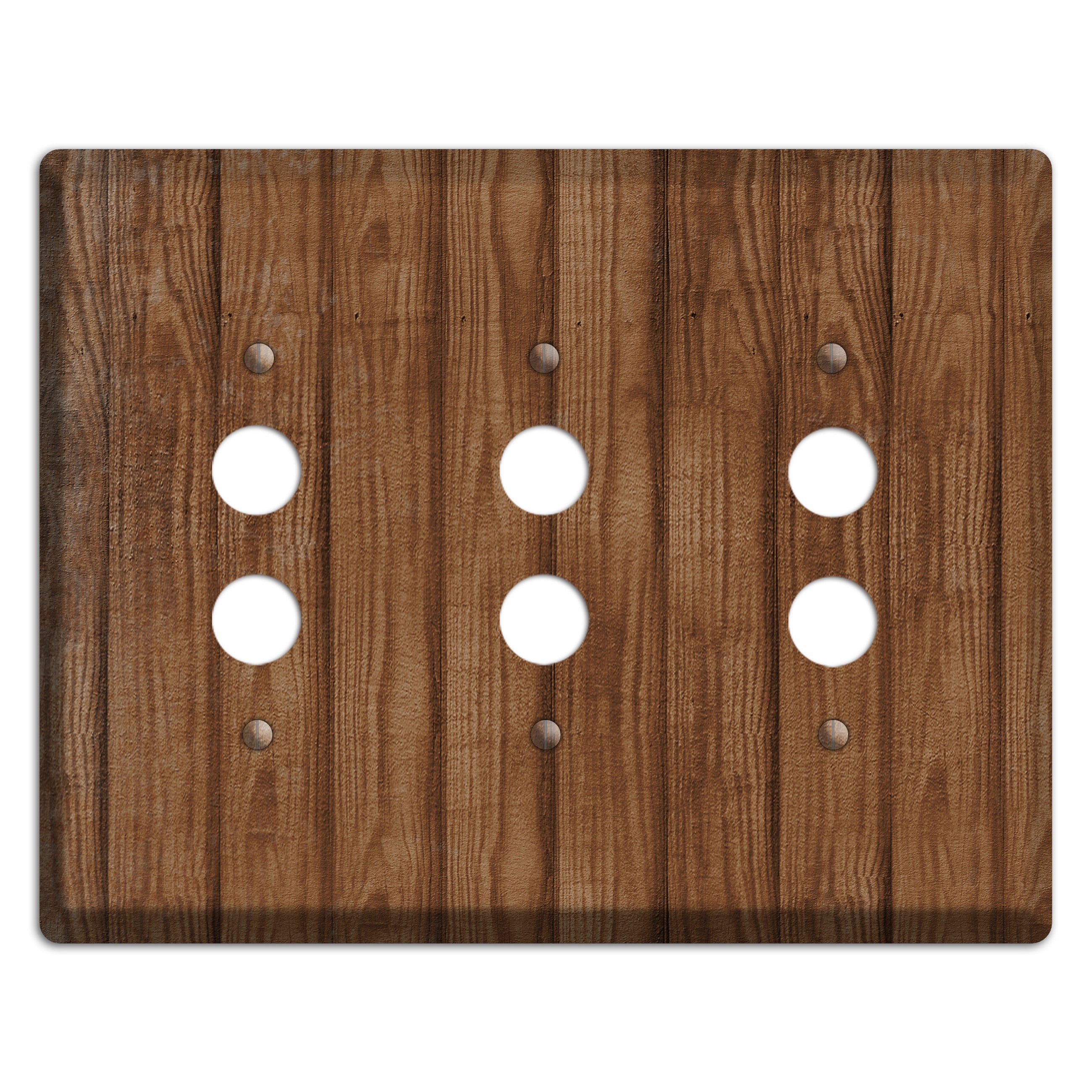 Old Copper Weathered Wood 3 Pushbutton Wallplate