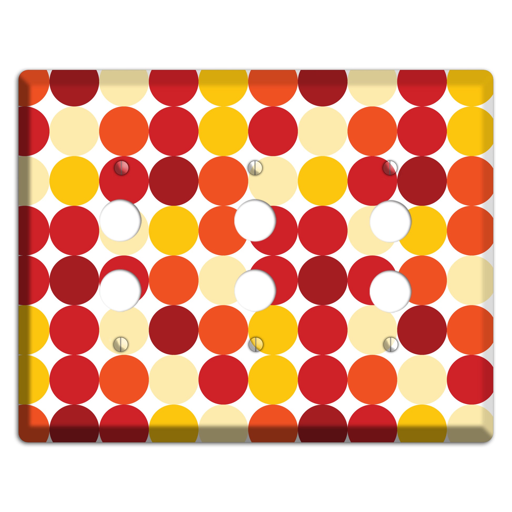 Multi Red and Beige Dots 3 Pushbutton Wallplate