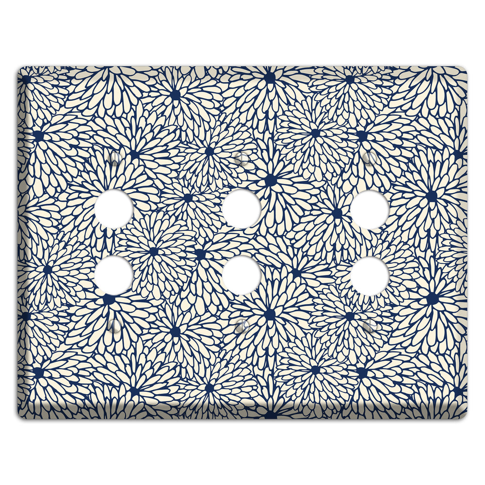Beige Floral Burst 3 Pushbutton Wallplate