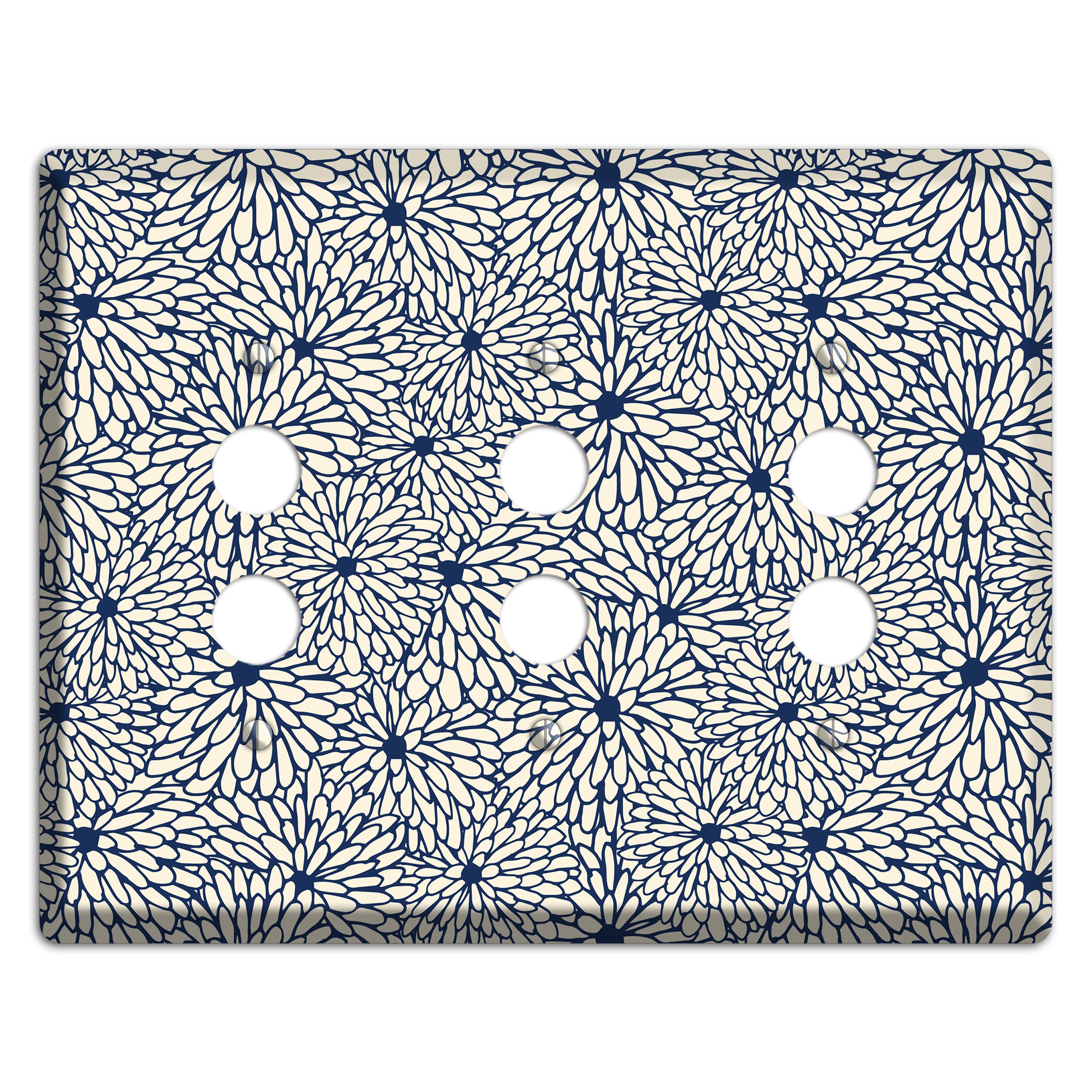 Beige Floral Burst 3 Pushbutton Wallplate