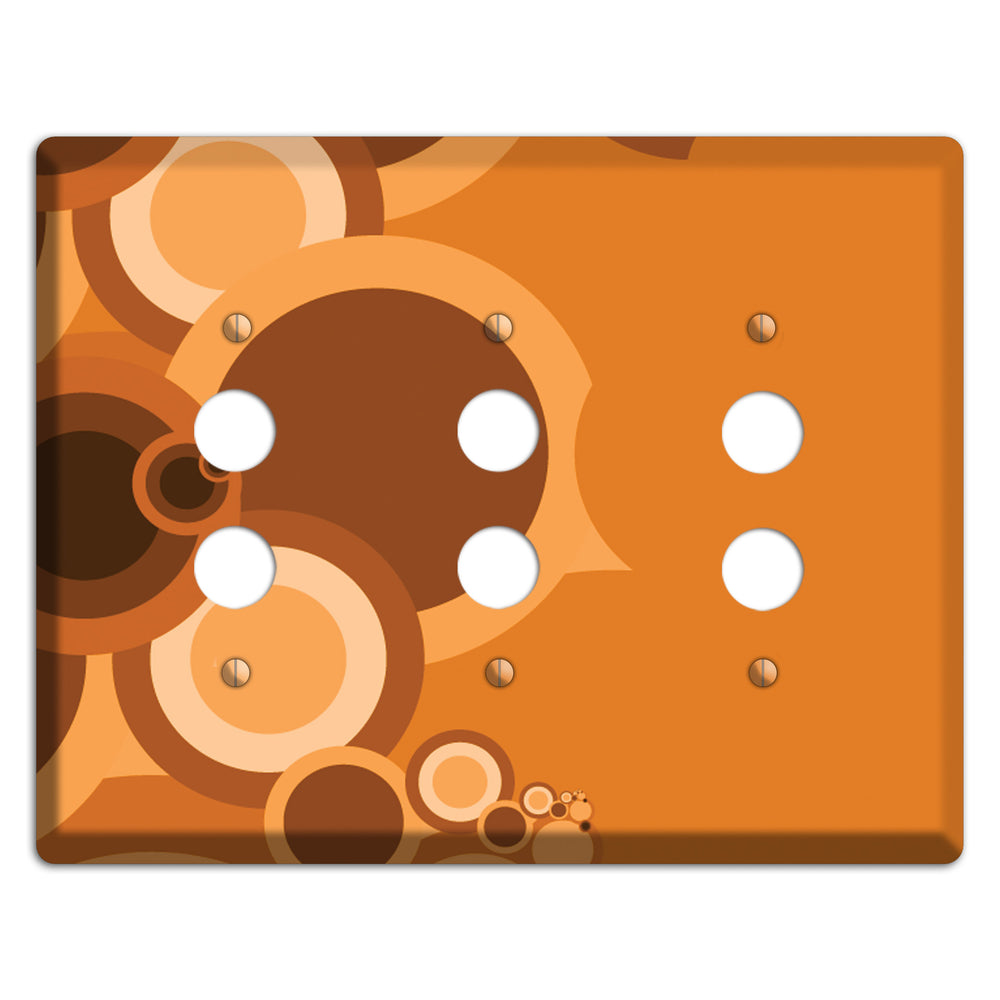 Burnt Orange Circles 3 Pushbutton Wallplate