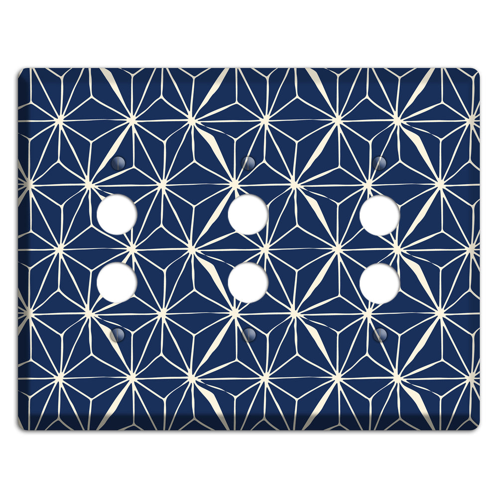 Navy Geometric Tile 3 Pushbutton Wallplate