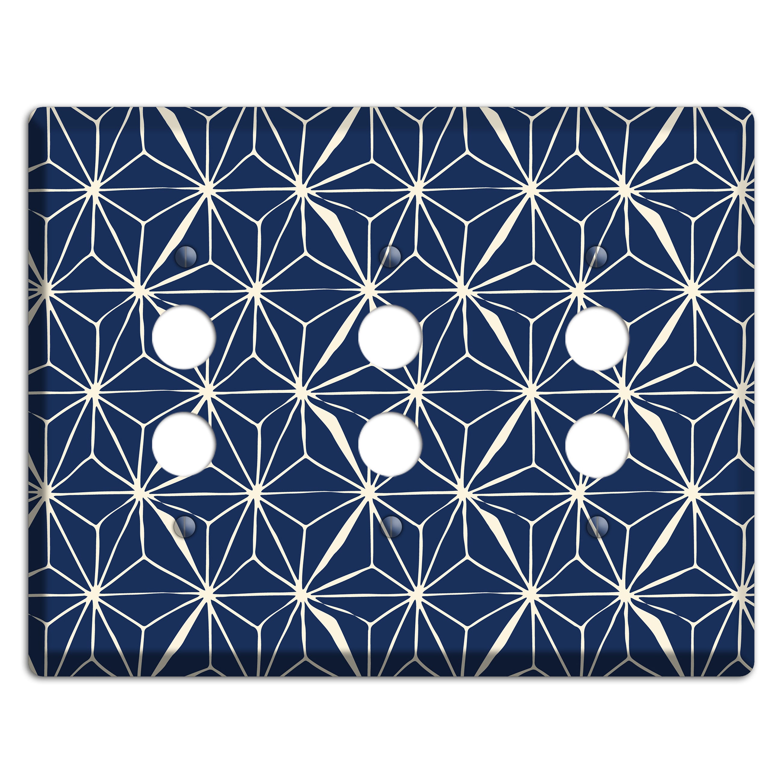 Navy Geometric Tile 3 Pushbutton Wallplate