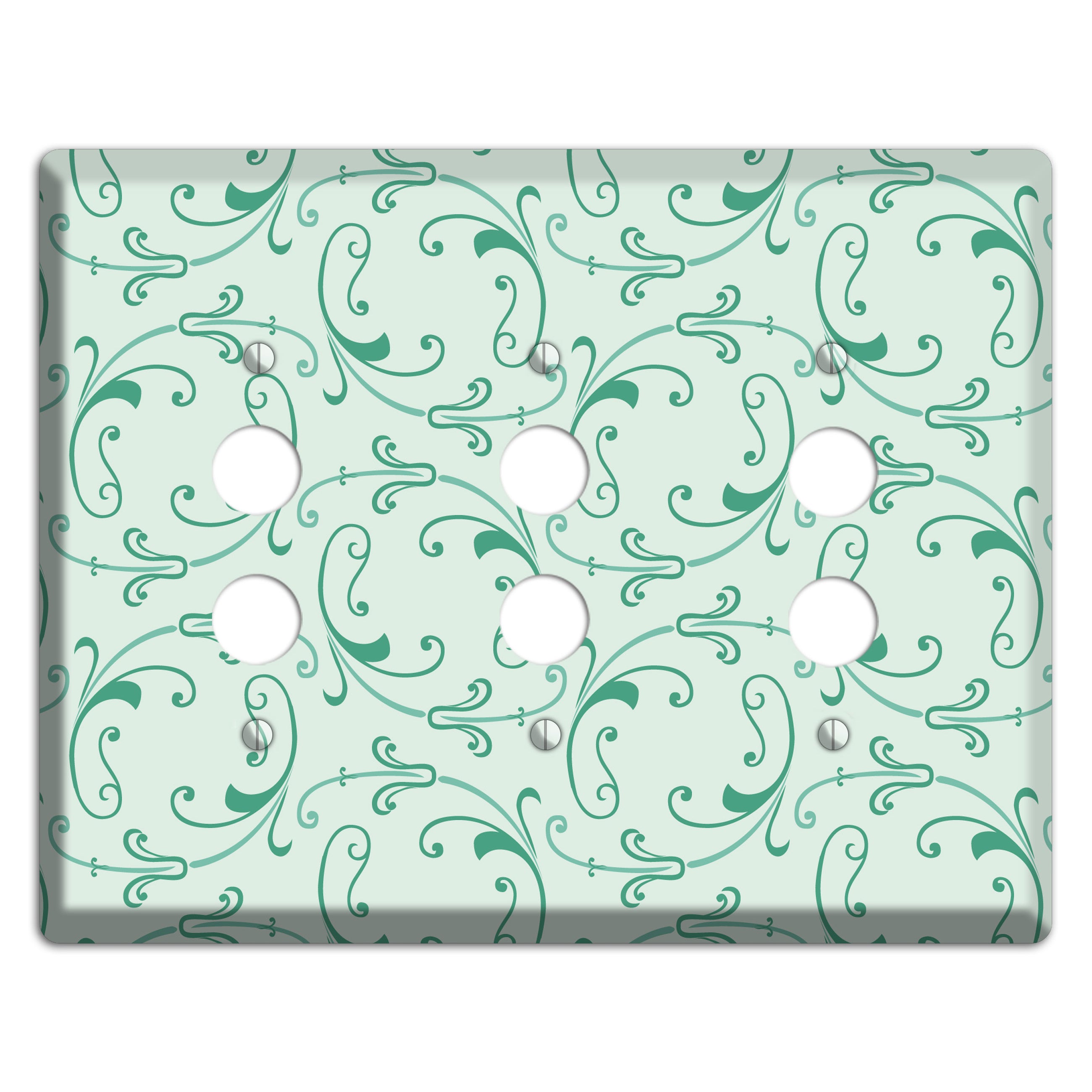 Aqua Victorian Sprig 3 Pushbutton Wallplate