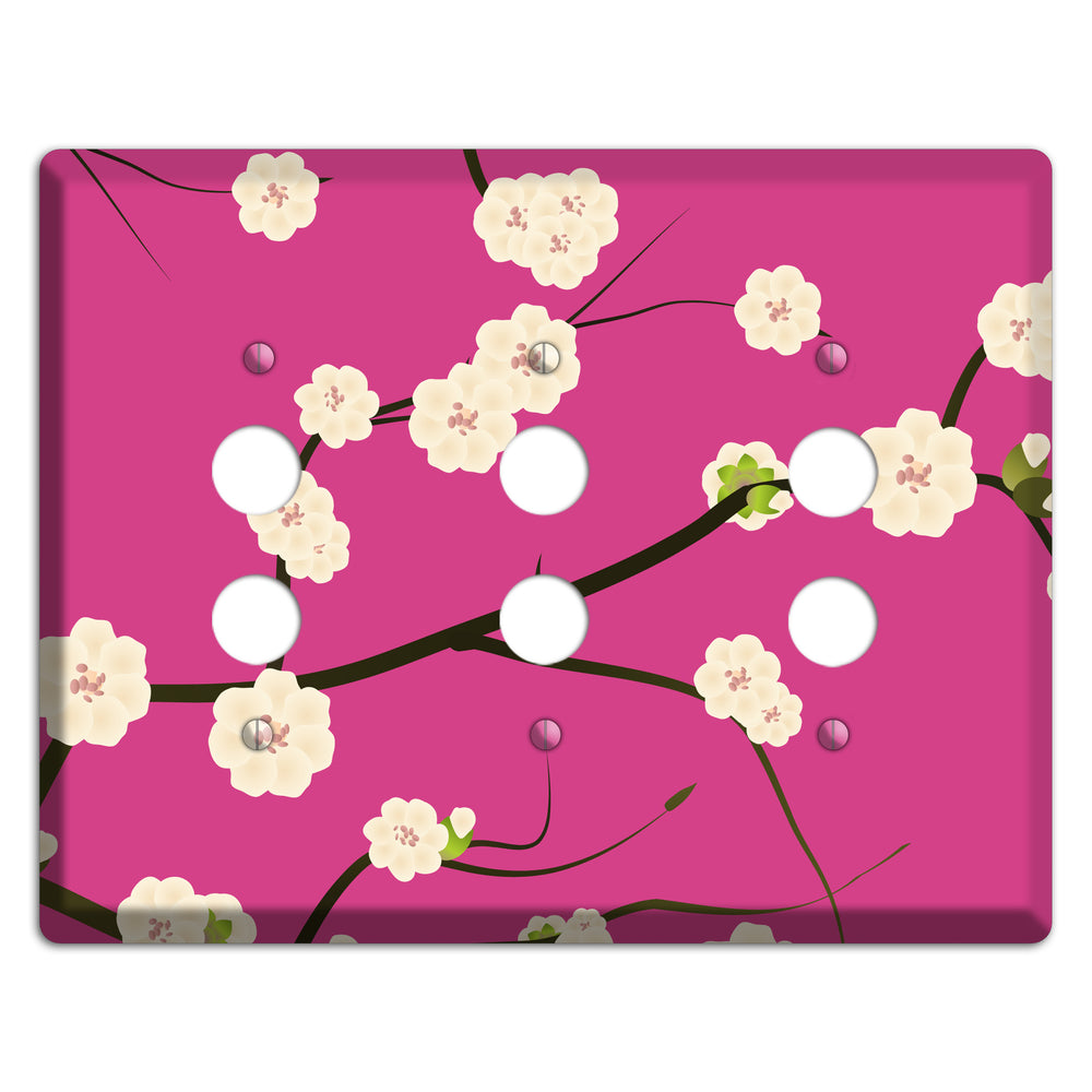 Pink Cherry Blossoms 3 Pushbutton Wallplate