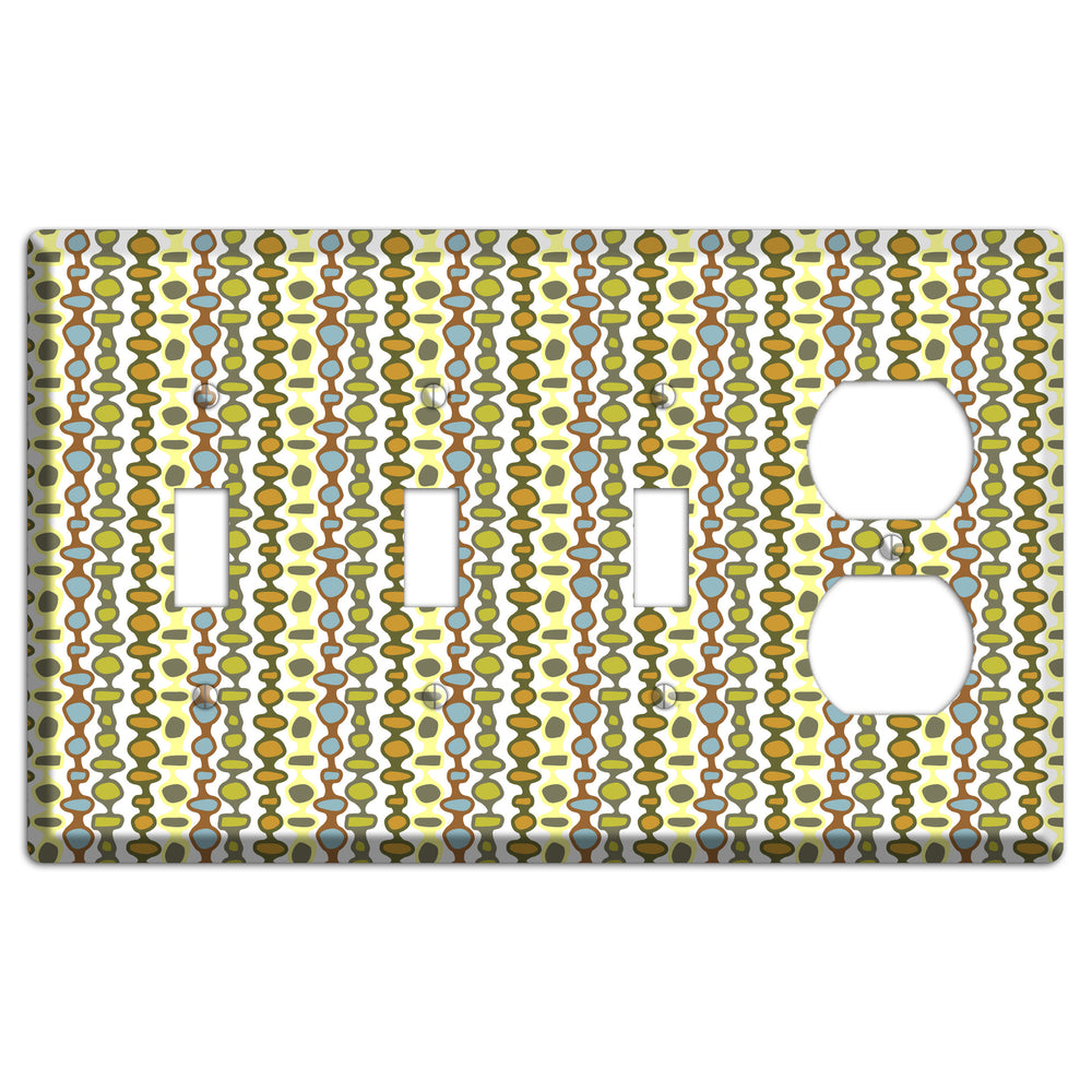 Multi Grey and Umber Bead and Reel 3 Toggle / Duplex Wallplate