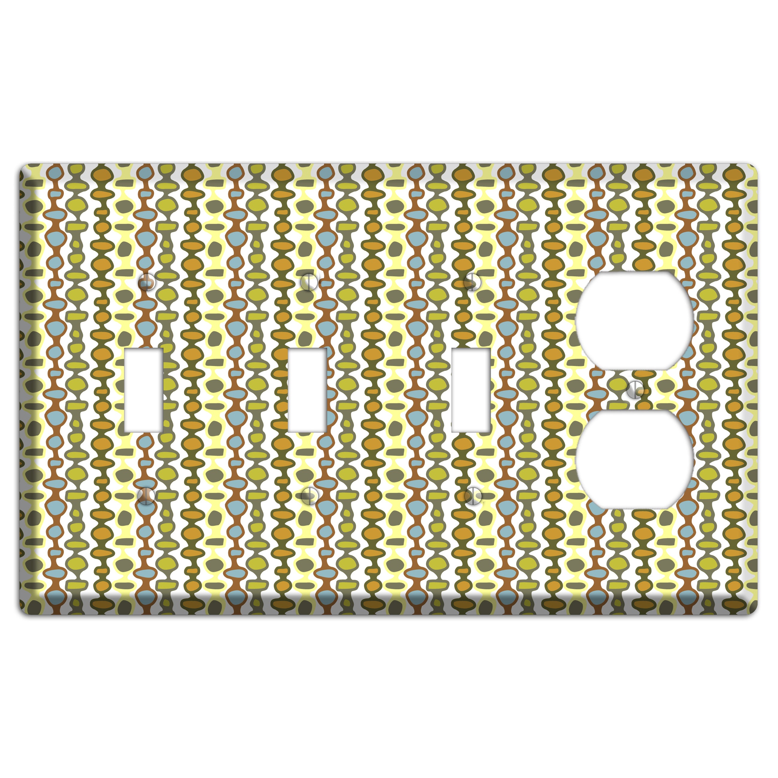 Multi Grey and Umber Bead and Reel 3 Toggle / Duplex Wallplate
