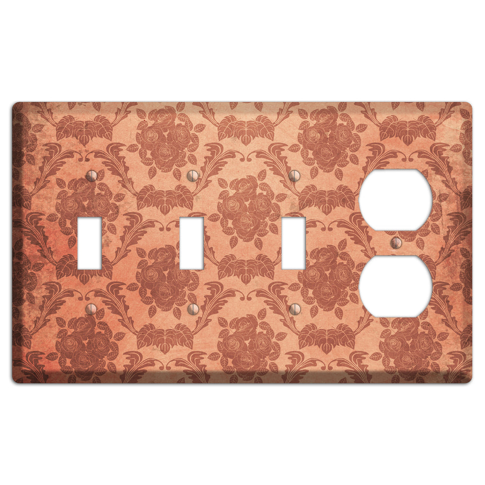 Contessa Vintage Rose Damask 3 Toggle / Duplex Wallplate