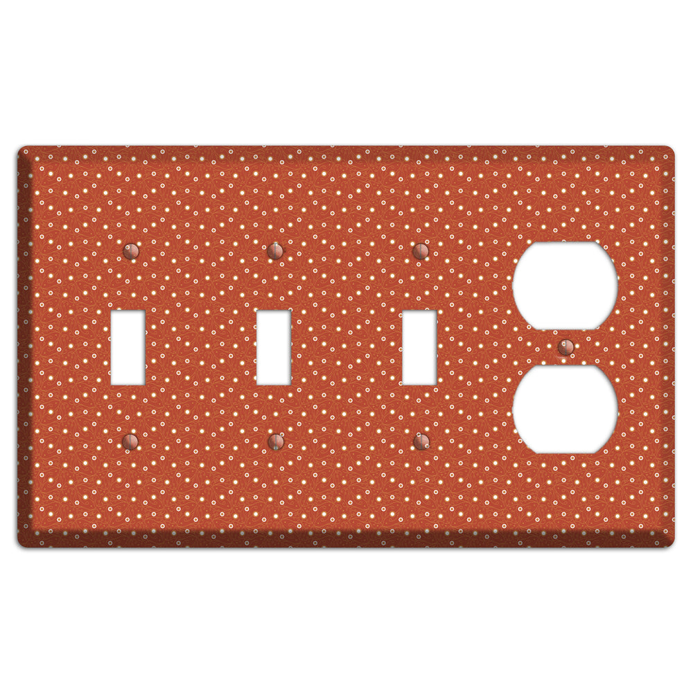 Tiny Red Vine Floral 3 Toggle / Duplex Wallplate